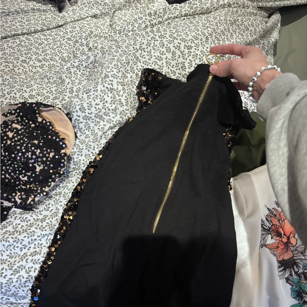 H&M Black Sequin Strapless Evening Dress - Picture 3 of 3